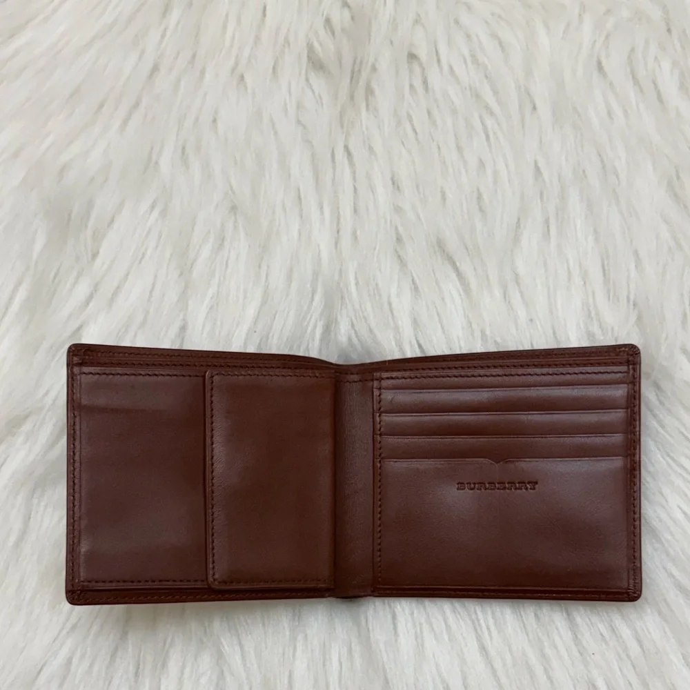 BURBERRY - MENS NOVA CHECK LINED BROWN LEATHER BIFOLD WALLET